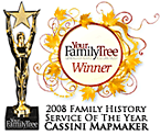 Cassini - Winners of the 2008 Family History Service of the Year